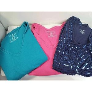 Lot of 3 Lane Bryant Tops 22/24 Long Short Sleeve